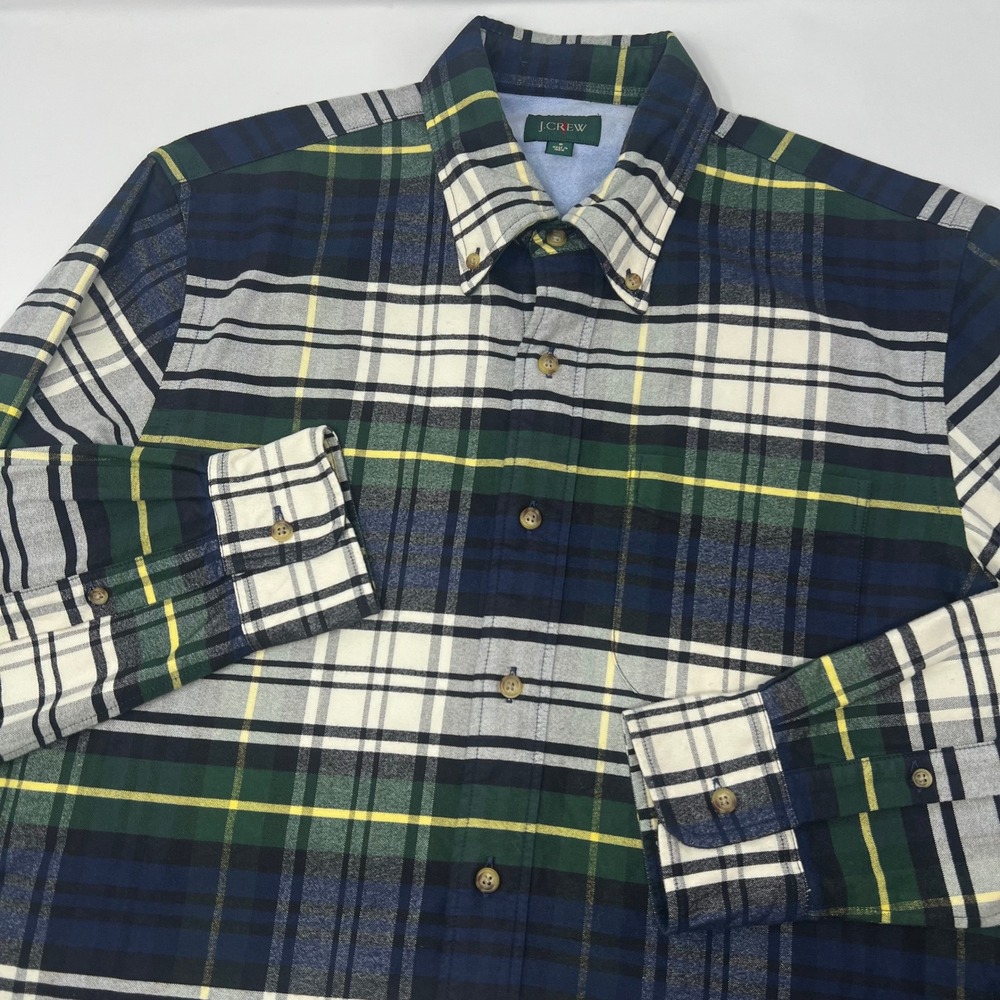 JCrew Double Faced Brushed Cotton Plaid Oxford Overshirt Oarsman Men's Small